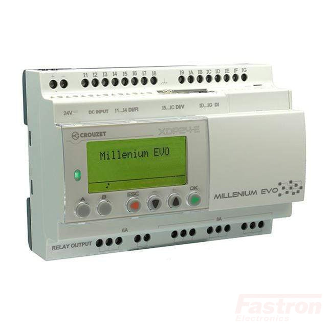 88975111, Millenium EVO Ethernet, Smart Relay with Display, 24 I/O, 24VDC, 8 Configurable Analogue/Digital Inputs, 4 x High Speed 15kHz Inputs, 4 x Std Digital Inputs, 2 x 6 Amp Relay, 6 x 8 Amp Relay 88975111, Millenium EVO Ethernet, Smart Relay with Display, 24 I/O, 24VDC, 8 Configurable Analogue/Digital Inputs, 4 x High Speed 15kHz Inputs, 4 x Std Digital Inputs, 2 x 6 Amp Relay, 6 x 8 Amp Relay